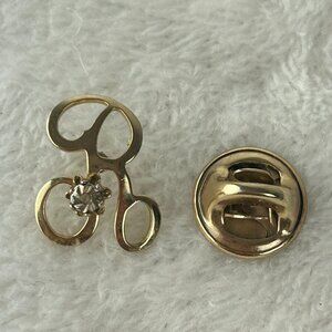 Gold Tone Cursive Letter "R" Ballou Reg'd  Mini Pin/Brooch